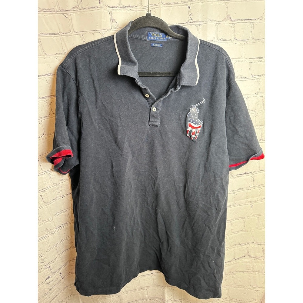 Polo Ralph Lauren Polo Shirt Classic Fit American Flag Logo XXL